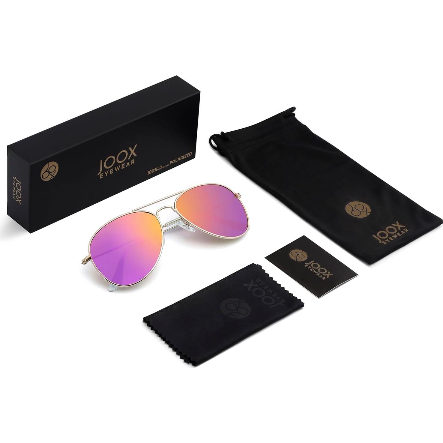 Gafas de sol JOOX aviador polarizadas UV400 oro espejo púrpura