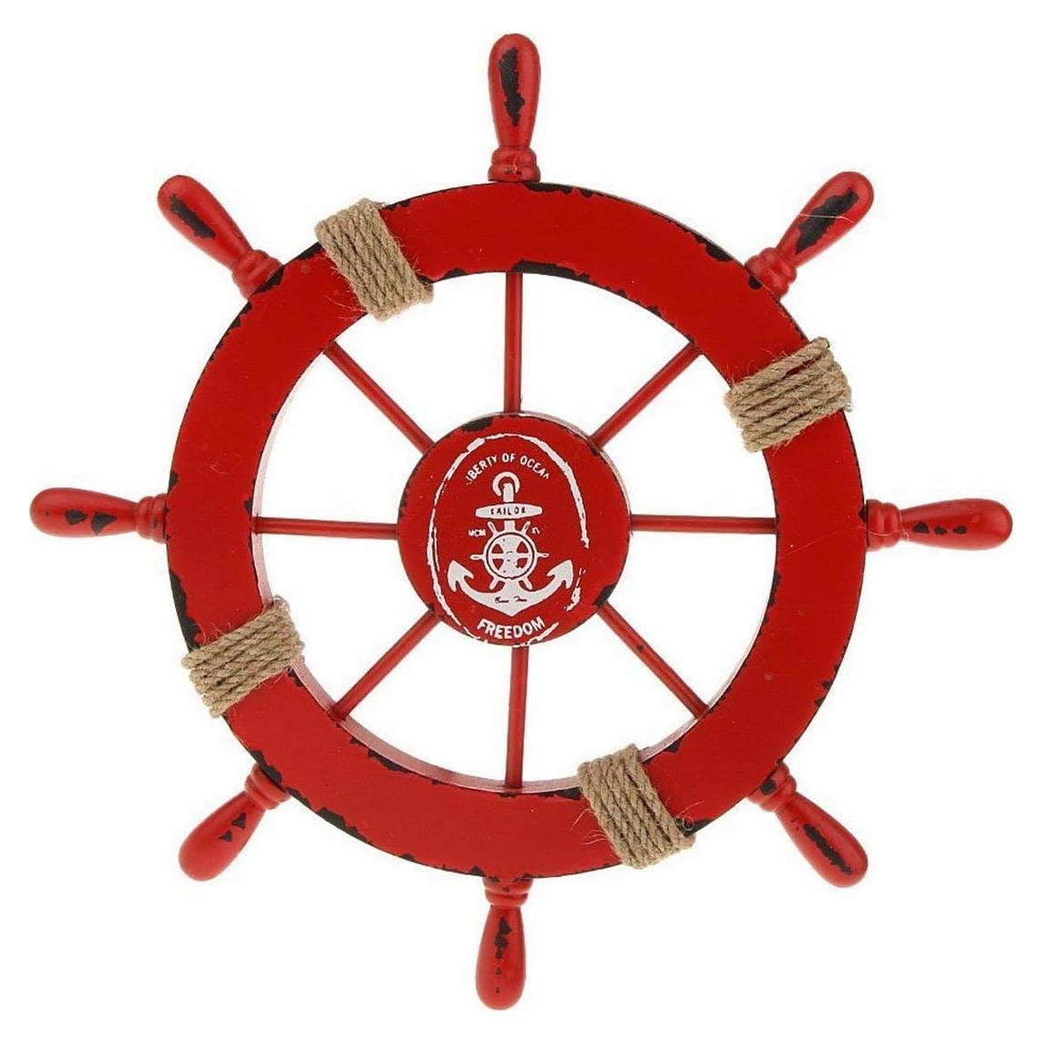 Rueda de Barco de Madera FRECI 28x28cm Decoración Náutica