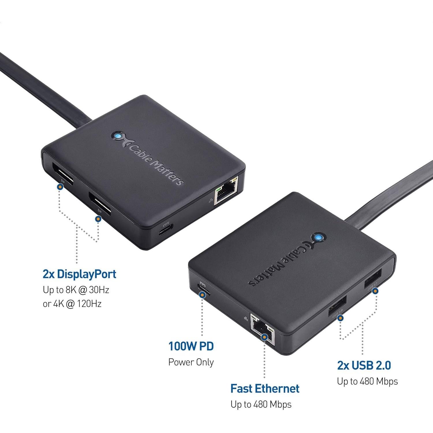 Hub USB-C Doble Monitor 4K 60Hz Cable Matters 201355-BLK