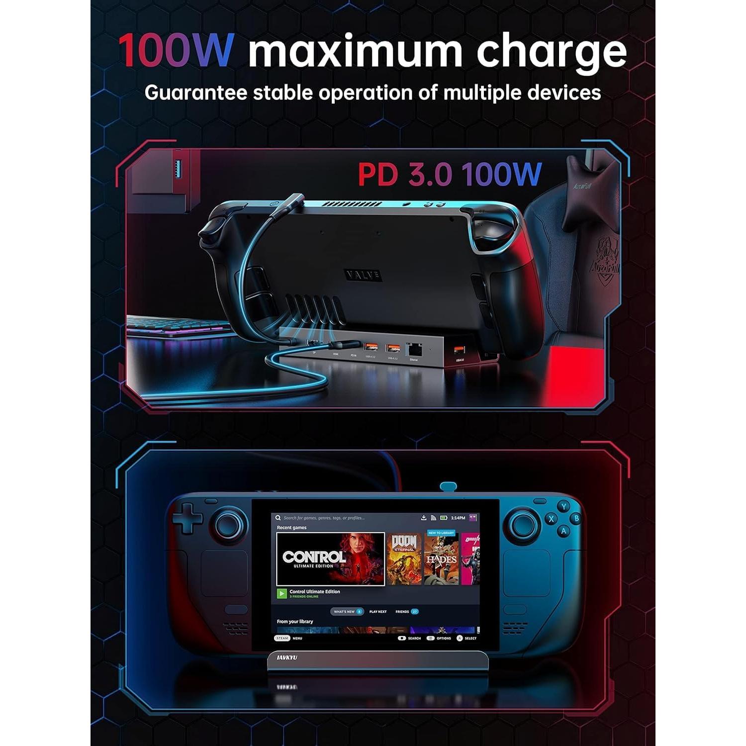 Dock 7-en-1 IAVKYU para Steam Deck y ROG Ally 4K 60Hz