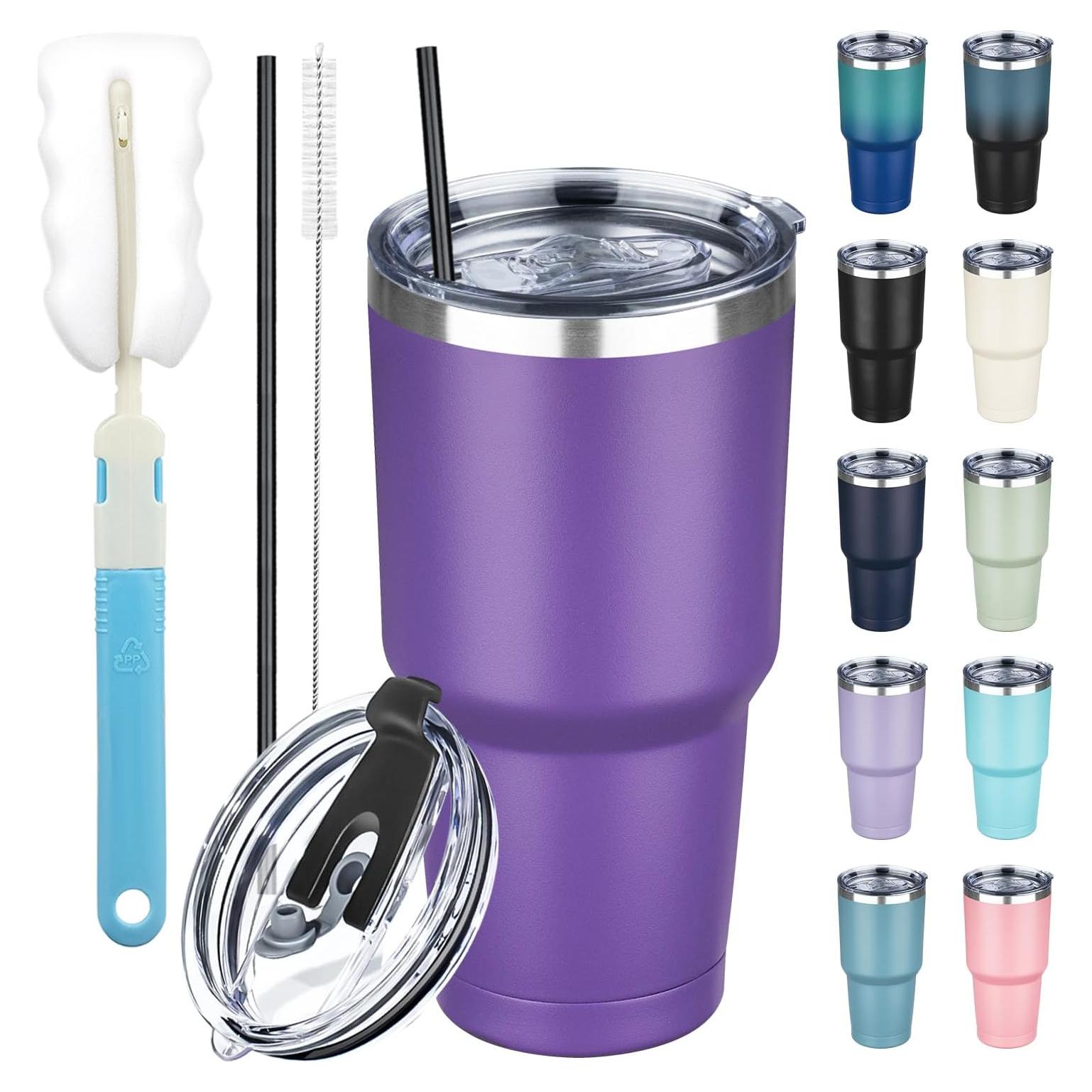 Taza de 30 oz GUDEMAO de acero inoxidable aislada púrpura