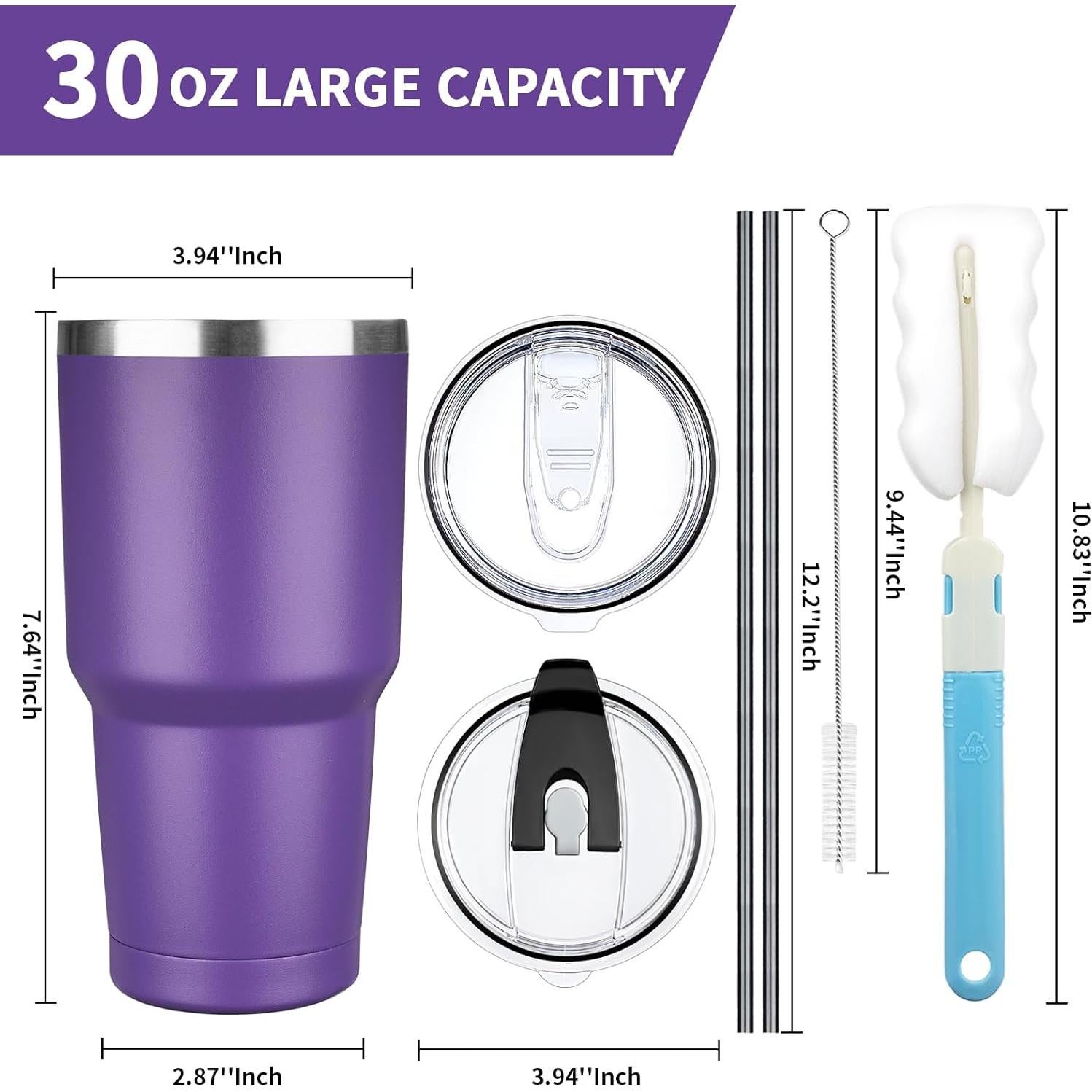 Taza de 30 oz GUDEMAO de acero inoxidable aislada púrpura