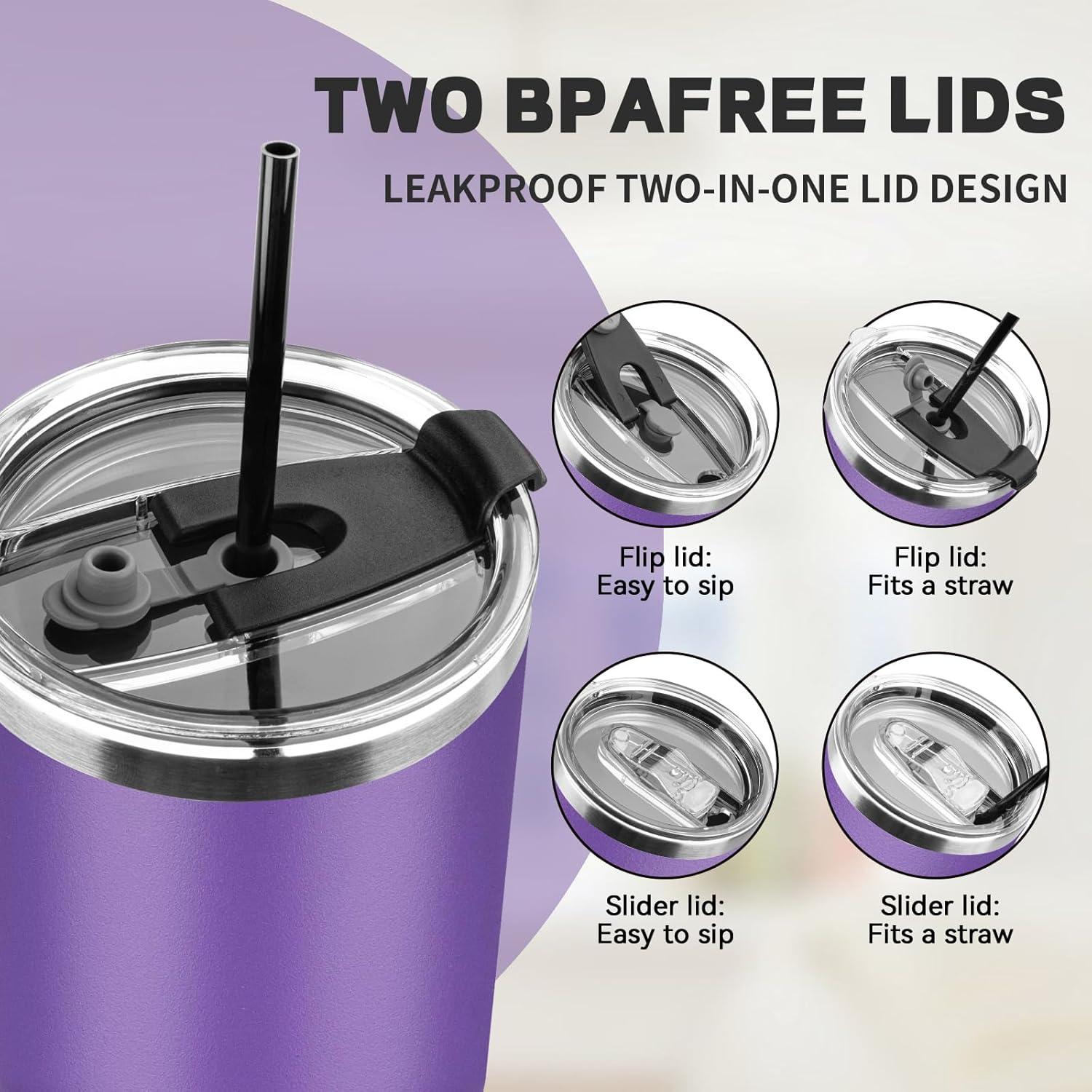 Taza de 30 oz GUDEMAO de acero inoxidable aislada púrpura