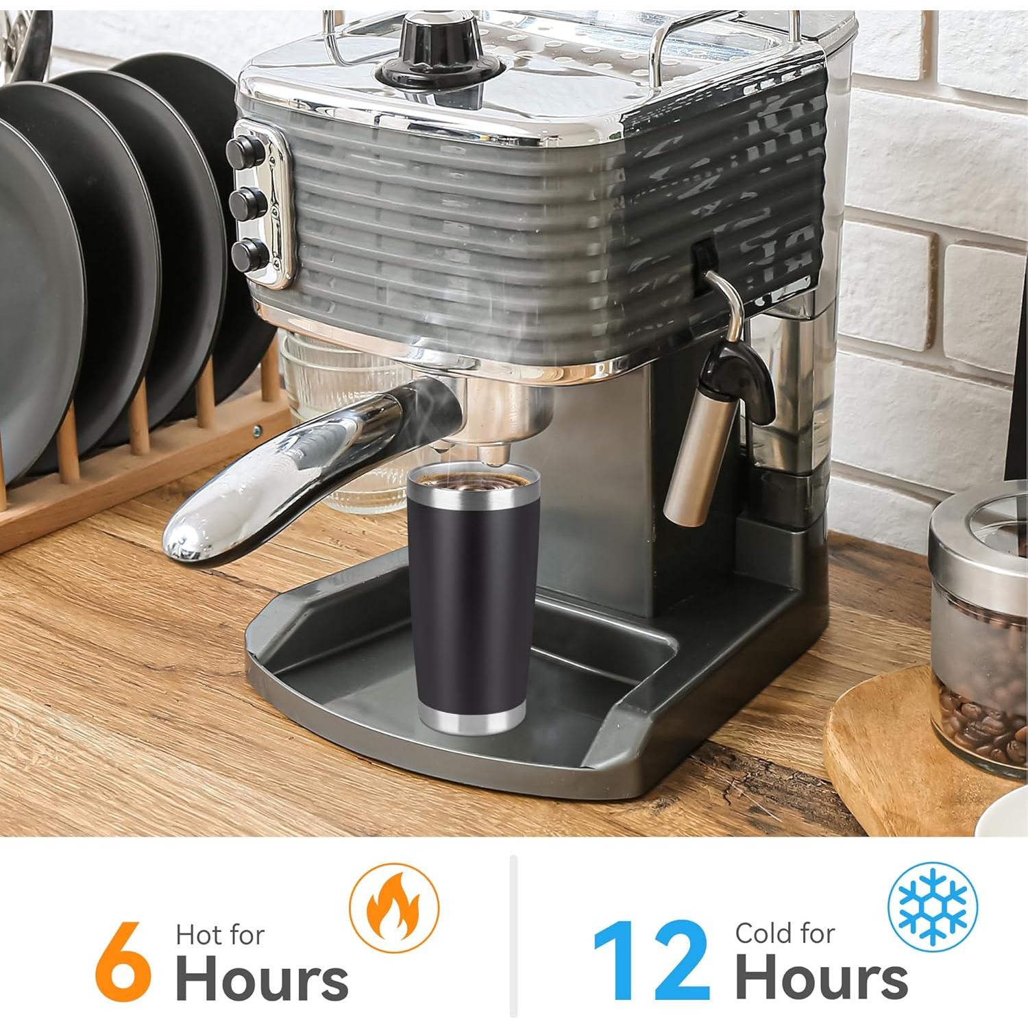 Taza de Acero Inoxidable 20 oz VQRRCKI con Tapa - Paquete de 6