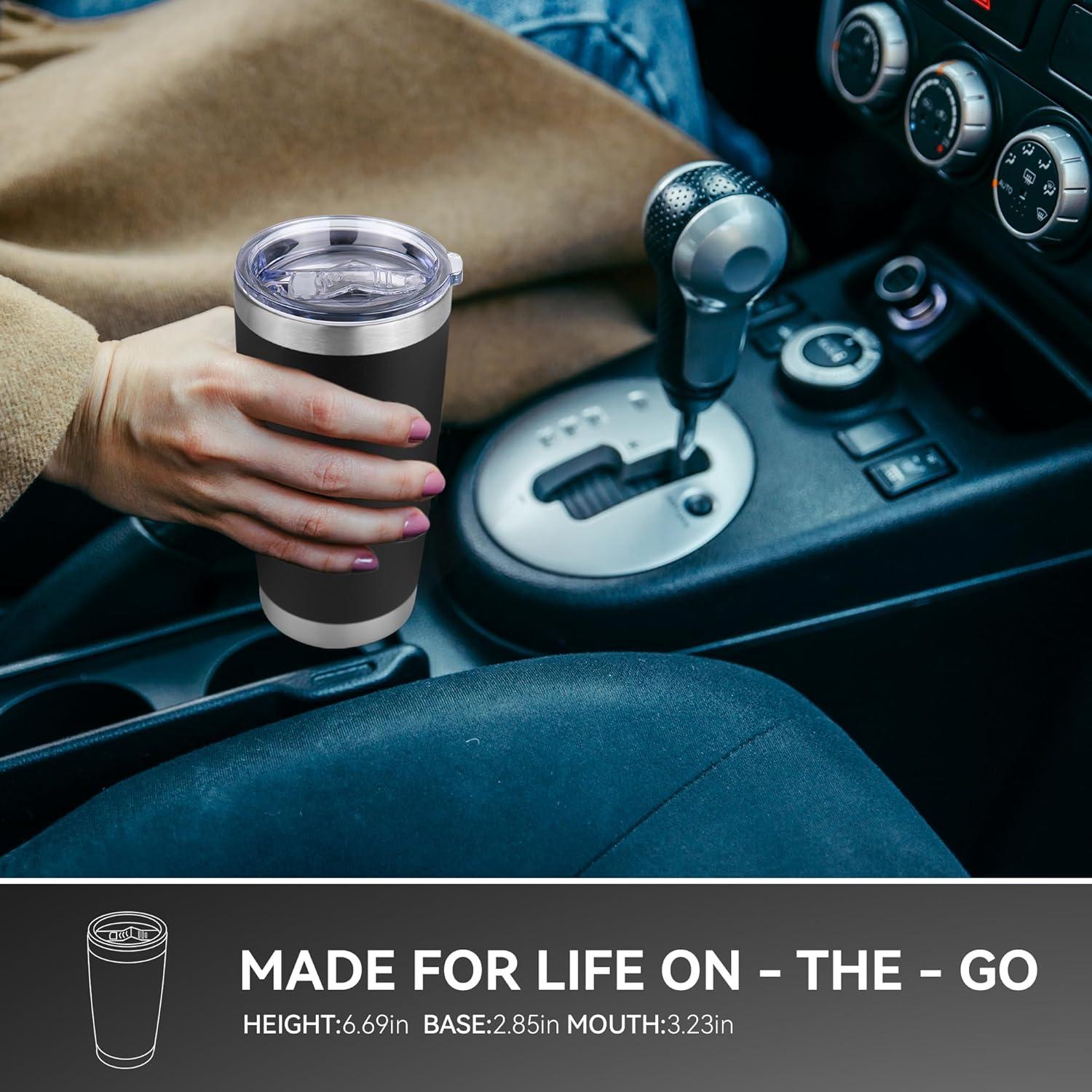 Taza de Acero Inoxidable 20 oz VQRRCKI con Tapa - Paquete de 6