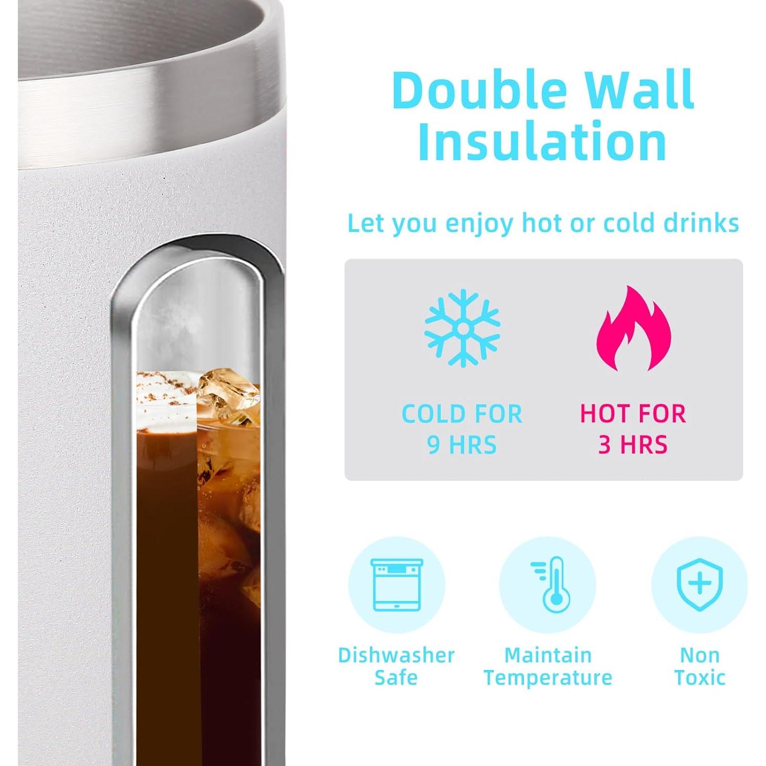 Taza de Café Aislada Volhoply 14oz Doble Pared Paquete de 2