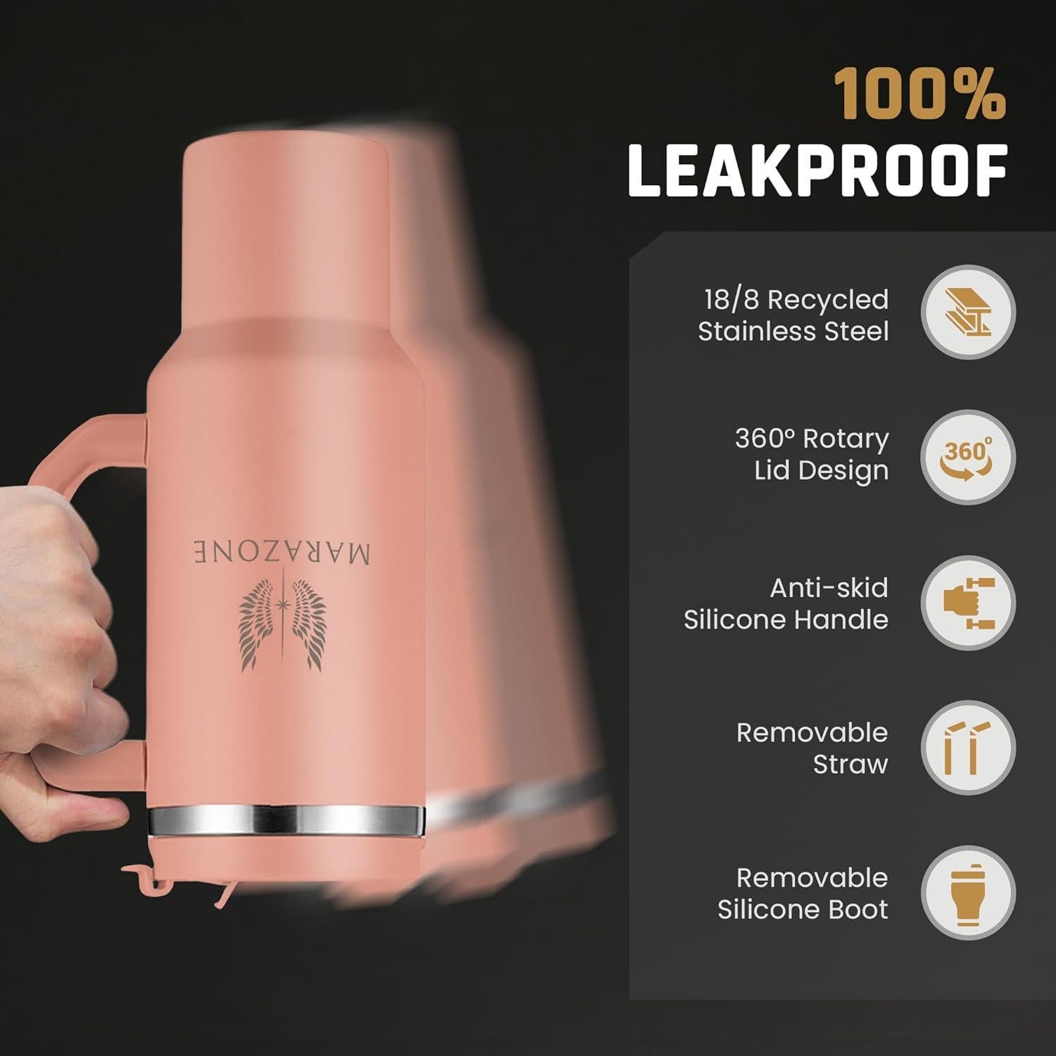 Vaso Aislado 40 oz MARAZONE Rosa Atardecer con Asa y Popote