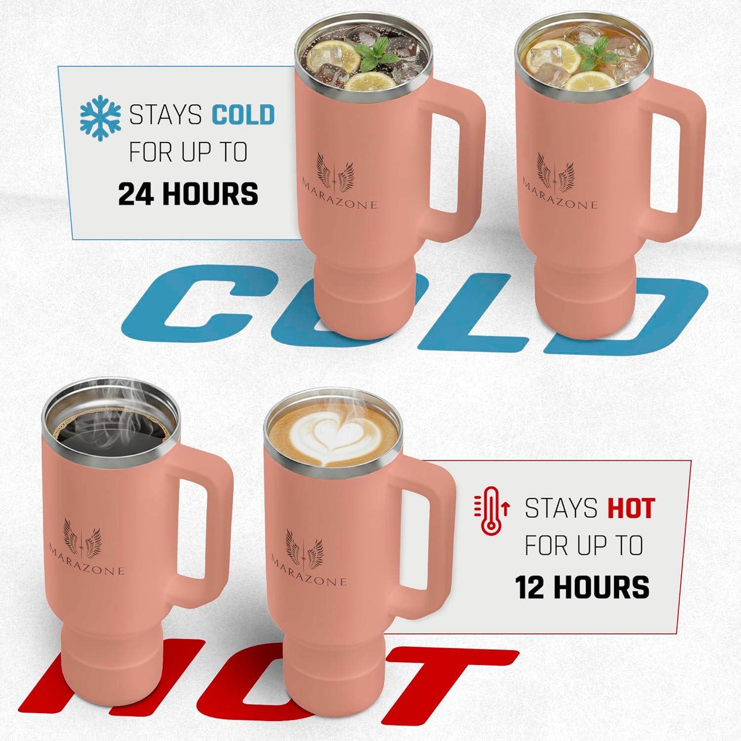 Vaso Aislado 40 oz MARAZONE Rosa Atardecer con Asa y Popote