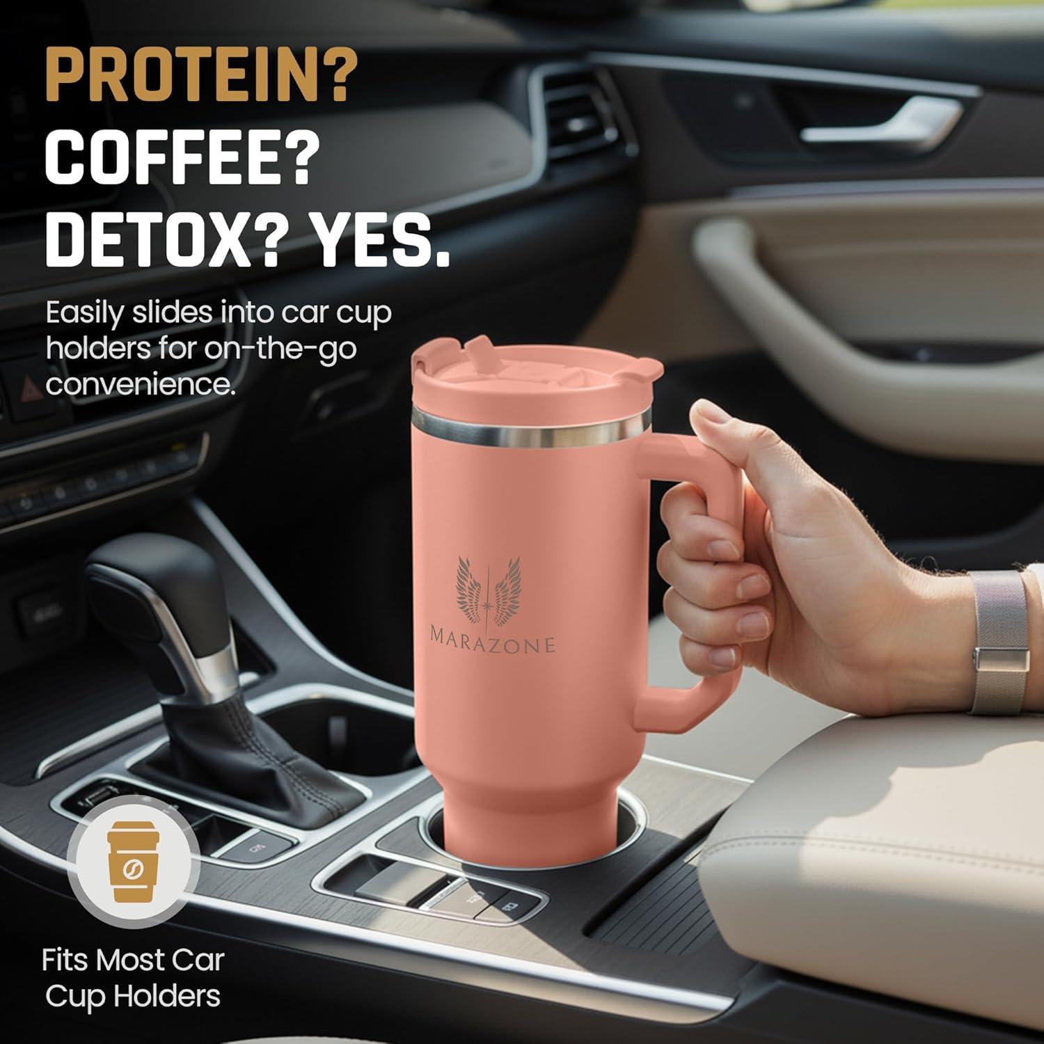 Vaso Aislado 40 oz MARAZONE Rosa Atardecer con Asa y Popote