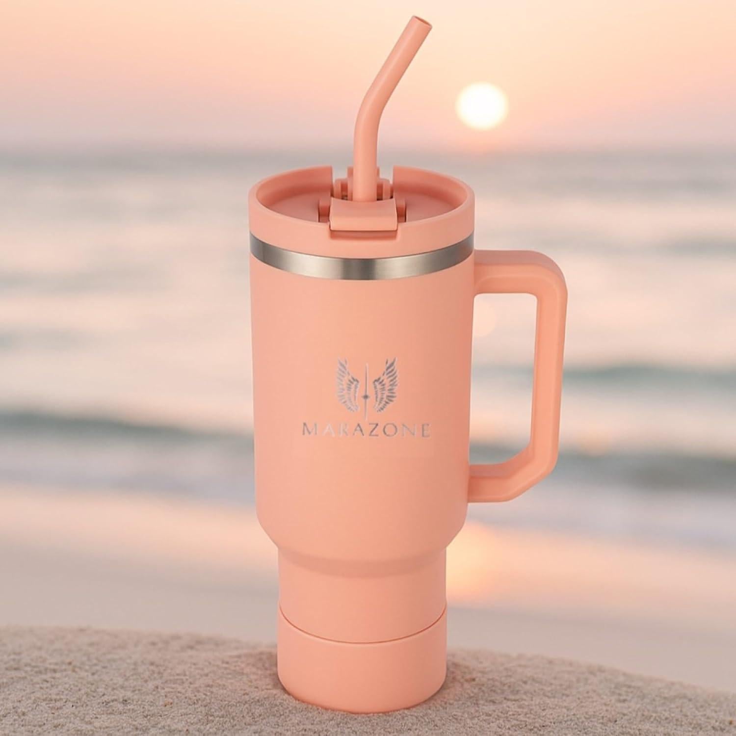 Vaso Aislado 40 oz MARAZONE Rosa Atardecer con Asa y Popote