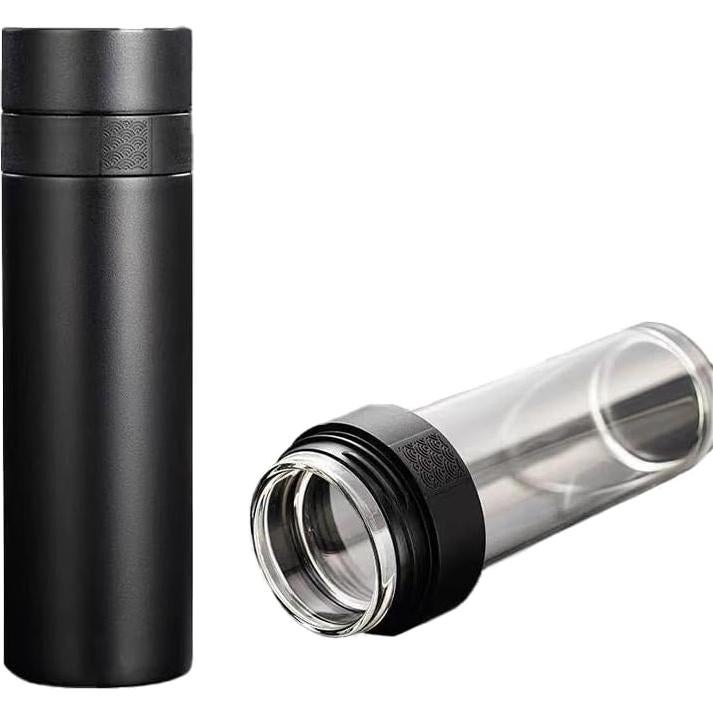 Botella de Agua Aislada DEDEYA 15oz con Infusor de Té - Negro