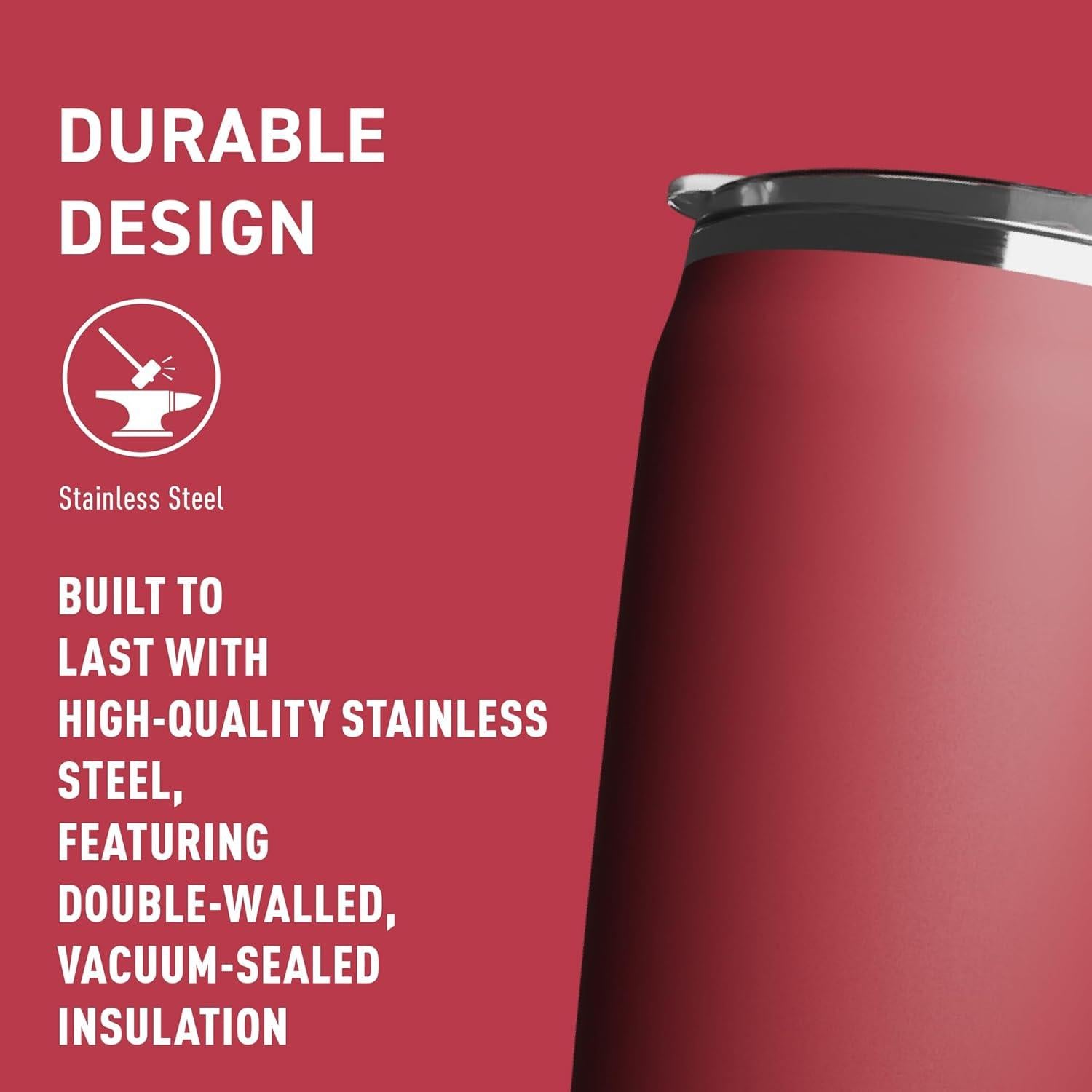 Taza Aislada Grande Asobu Roja 20 oz Doble Pared a Prueba de Derrames