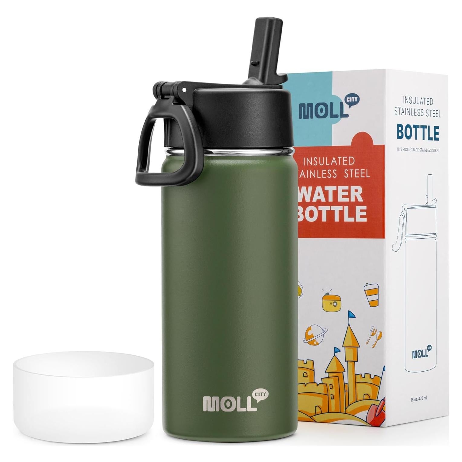 Botella de Agua Mollcity 473 ml Acero Inoxidable Verde Hierba