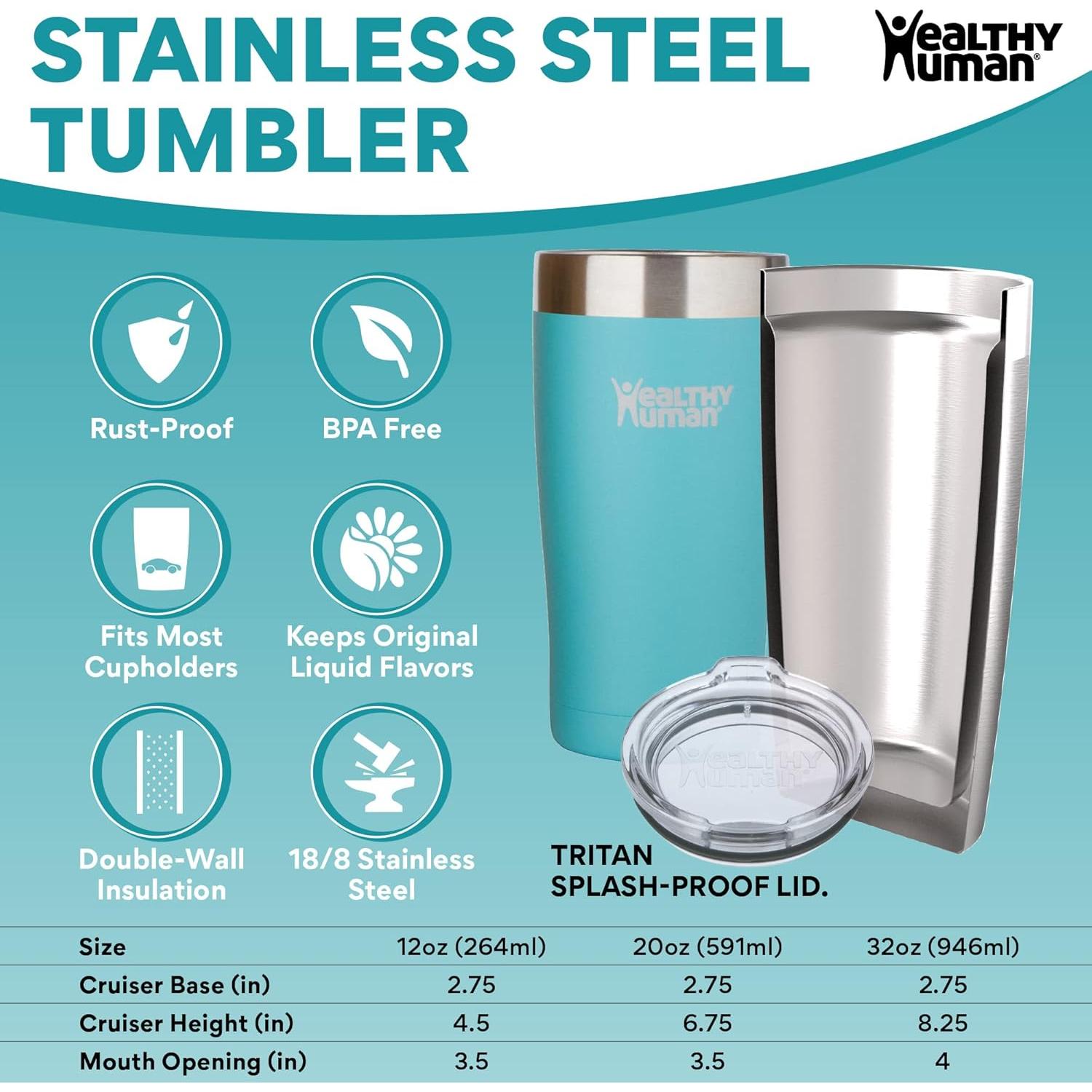 Vaso Aislado de Acero Inoxidable Healthy Human 355ml Glaciar