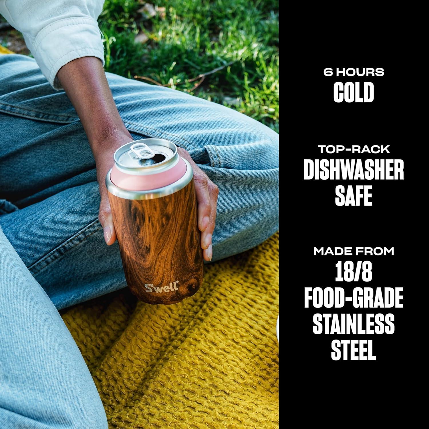 Enfriador de Bebidas S'well Acero Inoxidable 12oz Madera Teak