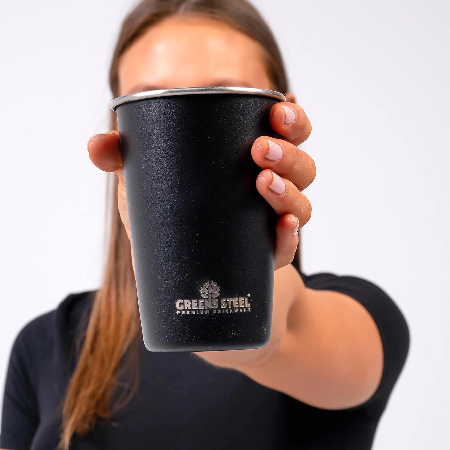 Tazas de Acero Inoxidable 16 oz Greens Steel - Paquete de 4