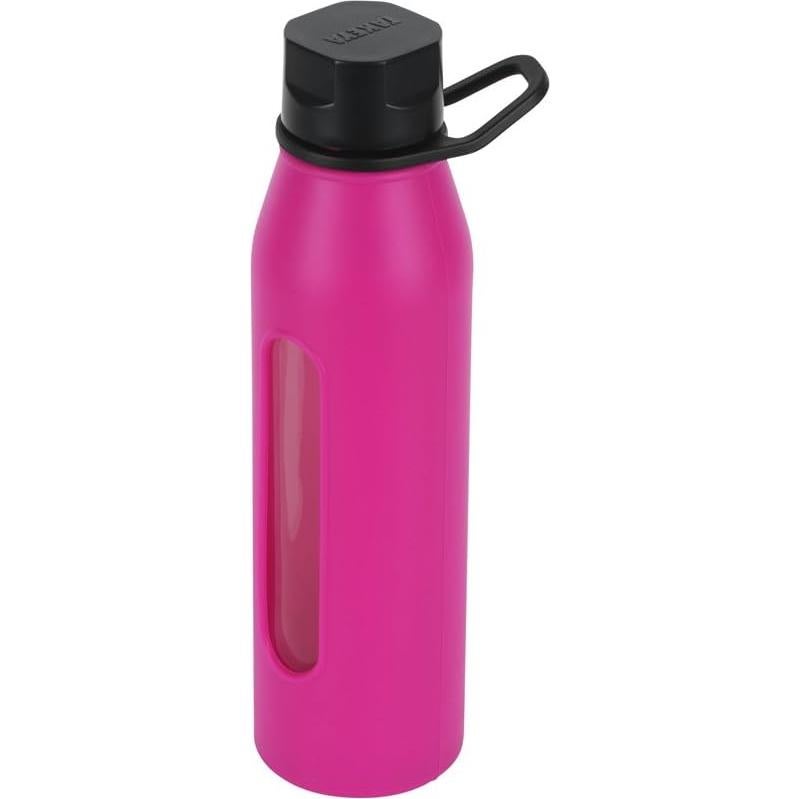 Botella de Agua de Vidrio Takeya 0.66L con Manga de Silicona Fucsia