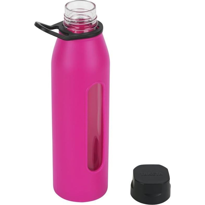 Botella de Agua de Vidrio Takeya 0.66L con Manga de Silicona Fucsia