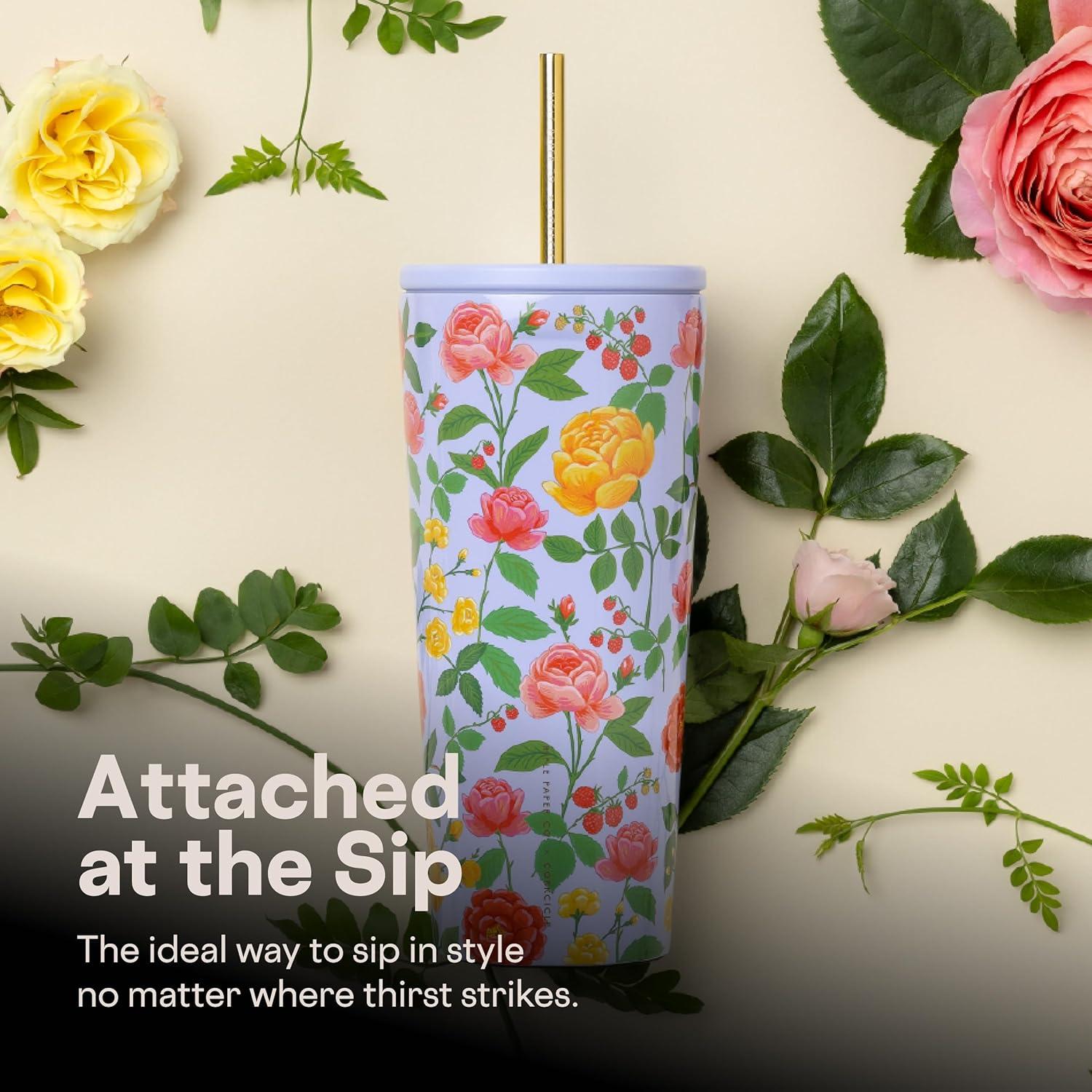 Vaso Frío Aislado Corkcicle 24 oz Rosa Morada con Tapa y Popote