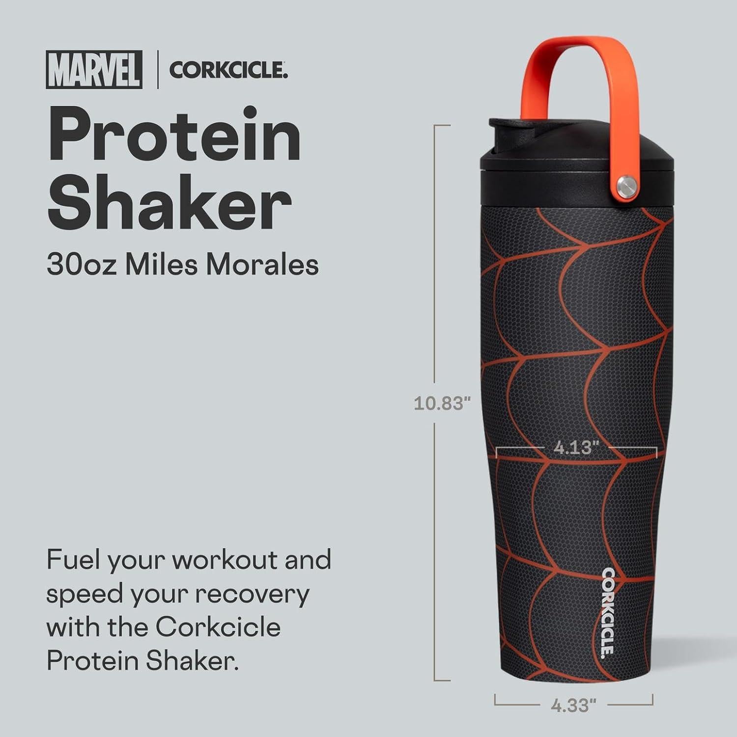 Corkcicle Protein Shaker 30oz - Agitador y Colador - Miles Morales