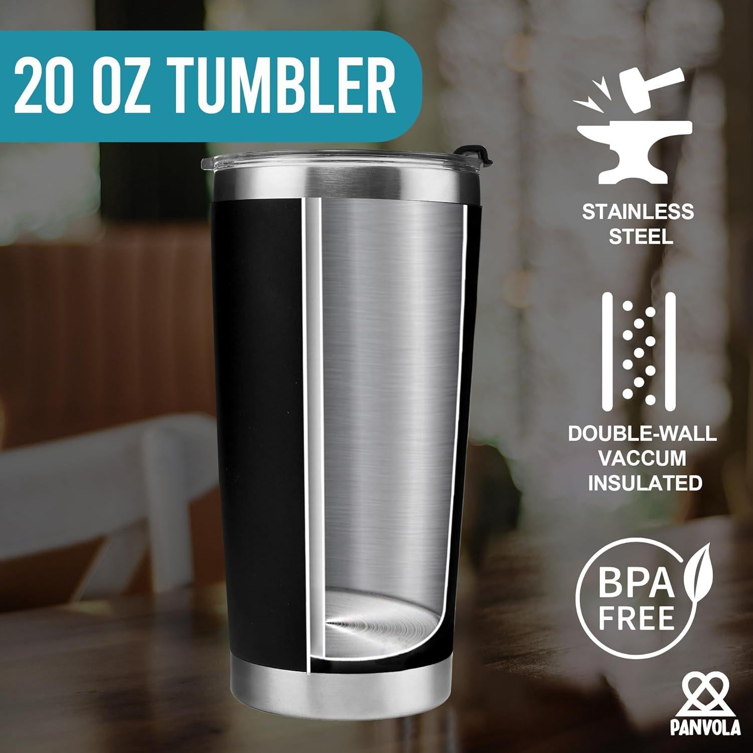 Vaso Térmico Panvola 20 oz Acero Inoxidable Negro Aislado