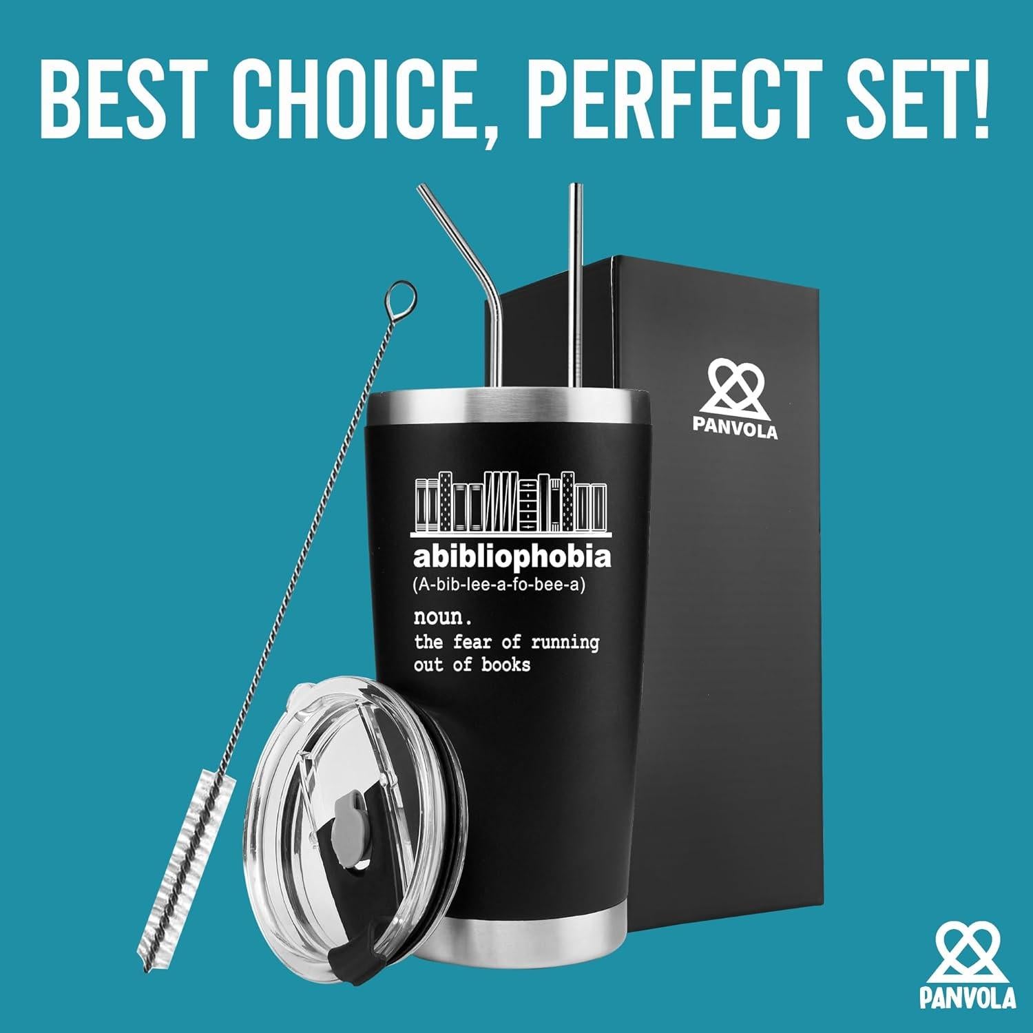 Vaso Térmico Panvola 20 oz Acero Inoxidable Negro Aislado