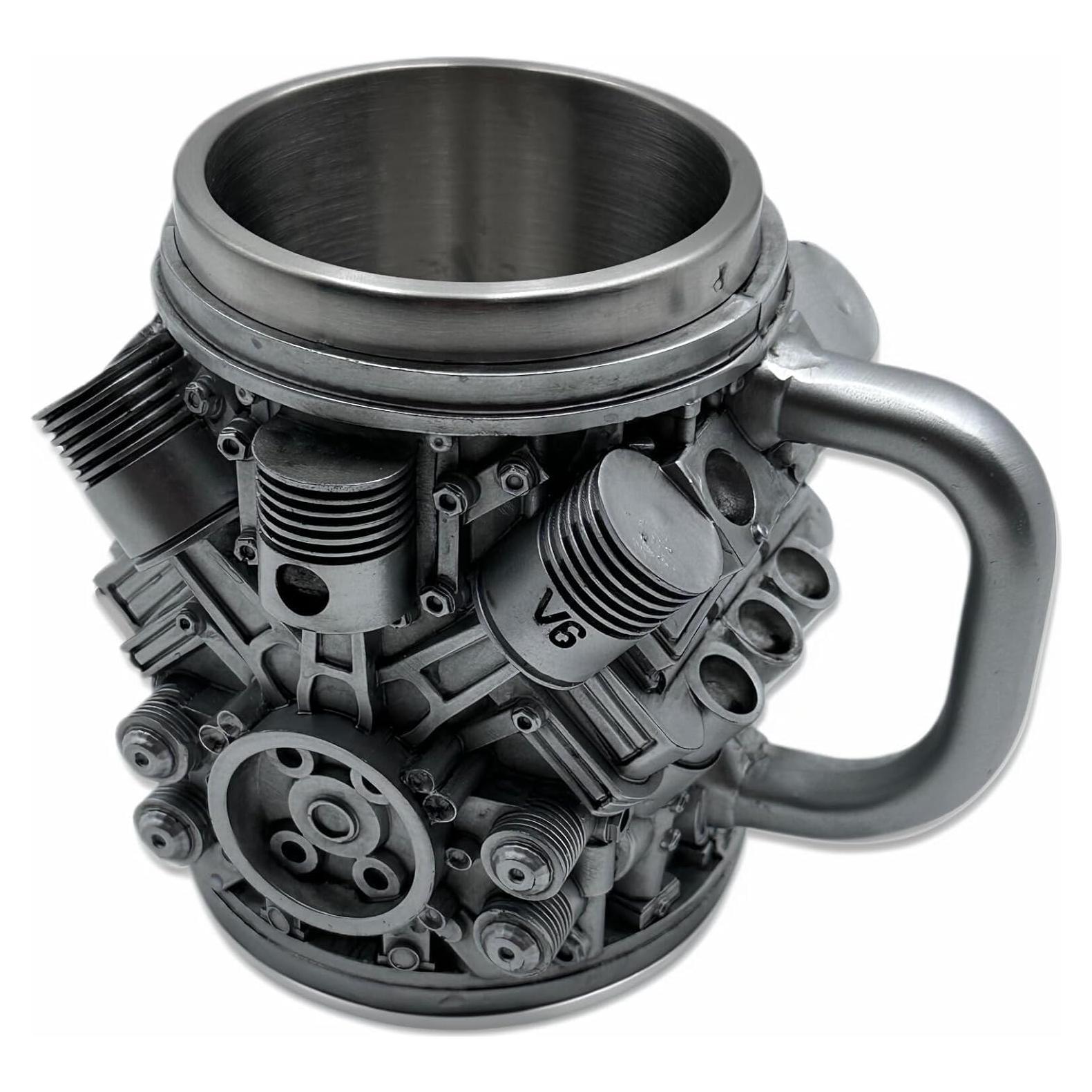 Taza de Acero Inoxidable Vindobil V8 - 286 ml, Diseño Motor