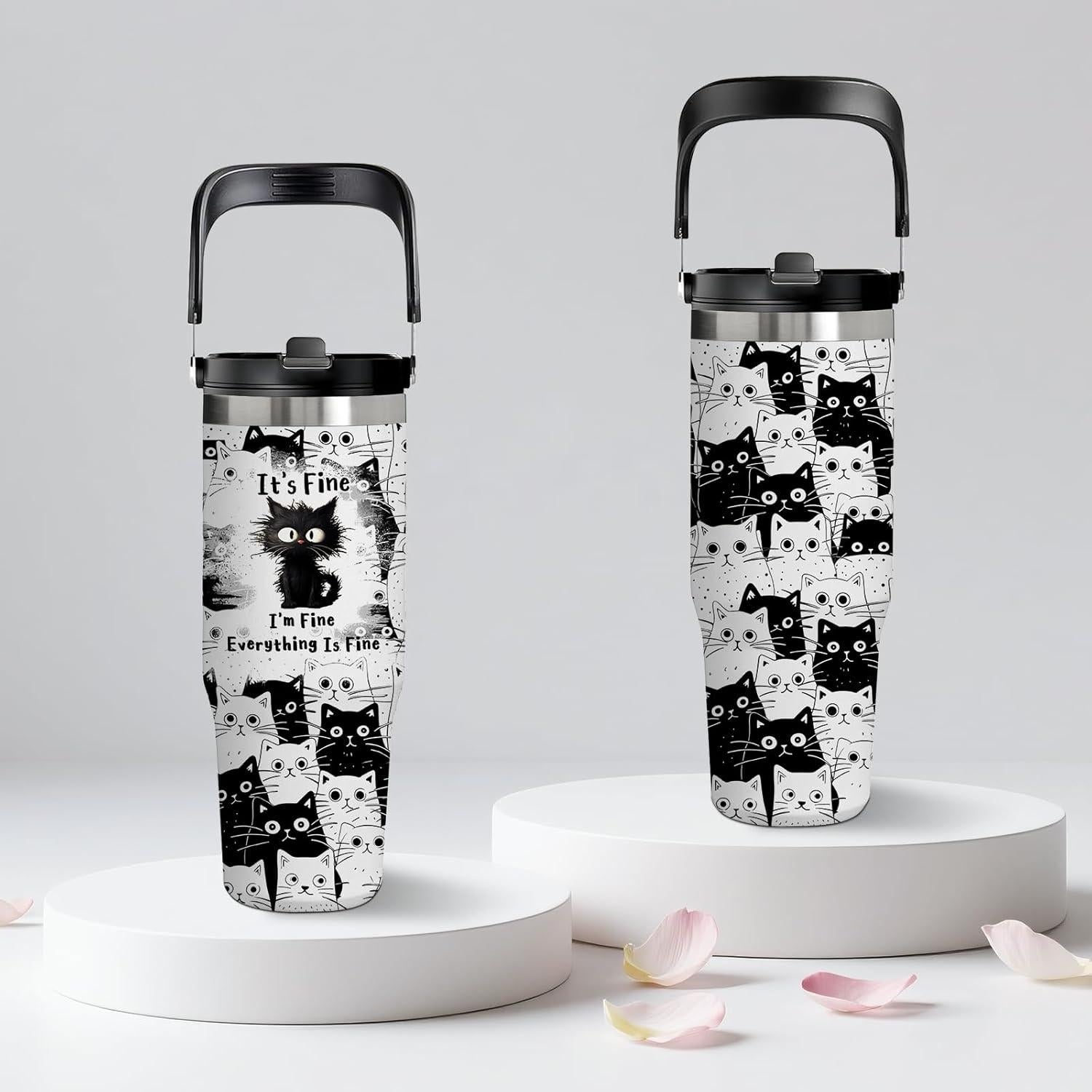 Taza de Gato 30oz Xiiai Aislada a Prueba de Fugas para Viaje