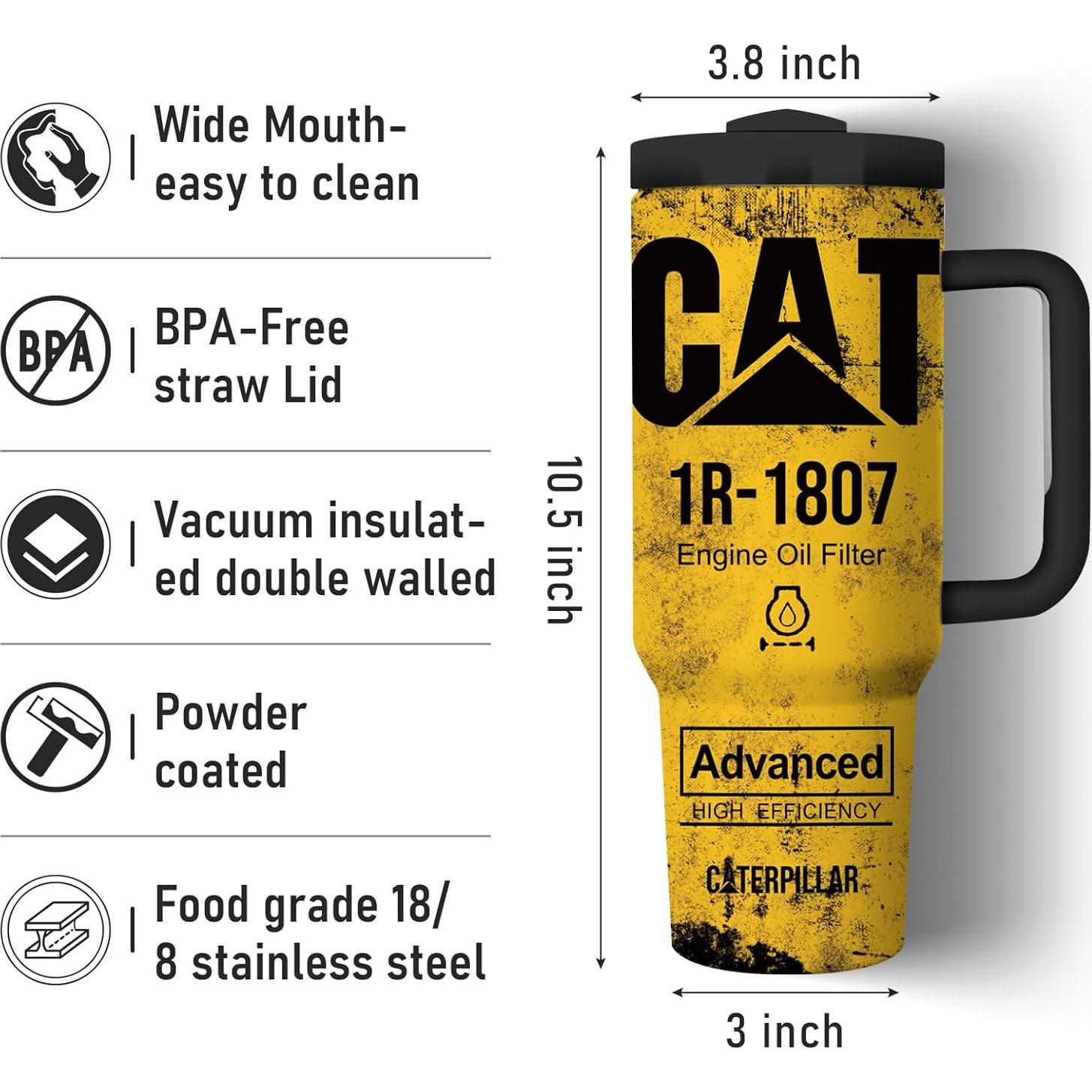 Taza Aislada Doble Pared 40oz Equoza Amarillo CAT