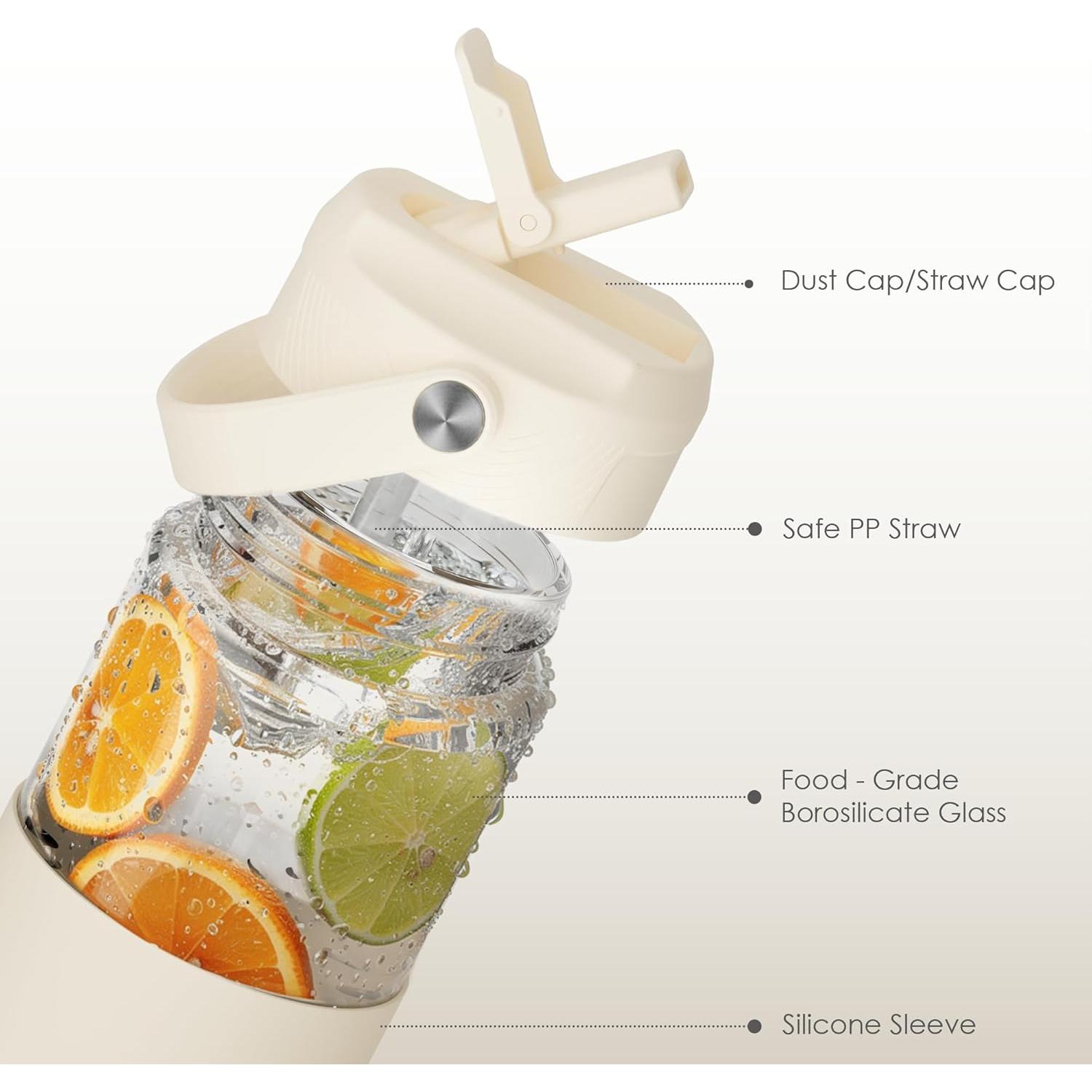 Botella de Agua de Vidrio SANDJEST 591ml con Manga de Silicona