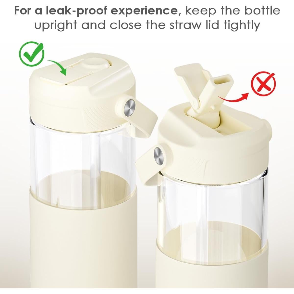 Botella de Agua de Vidrio SANDJEST 591ml con Manga de Silicona