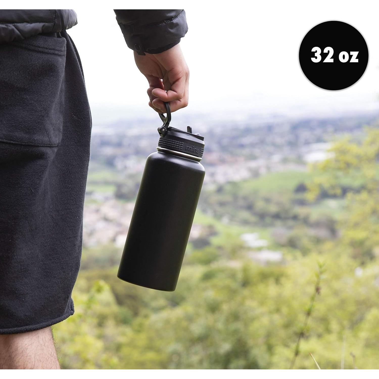 Botella de Agua Aislada MIRA 946 ml Acero Inoxidable Negro