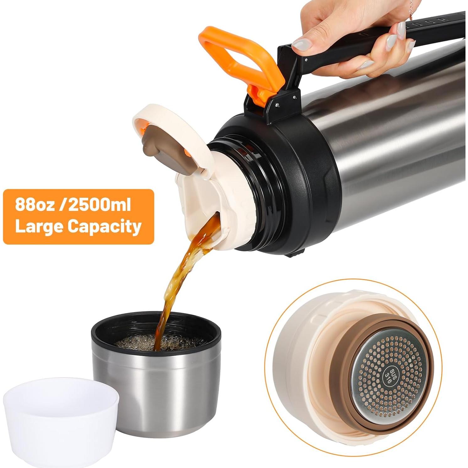 Termo Grande MUCR 2500ml Acero Inoxidable Aislado Plata