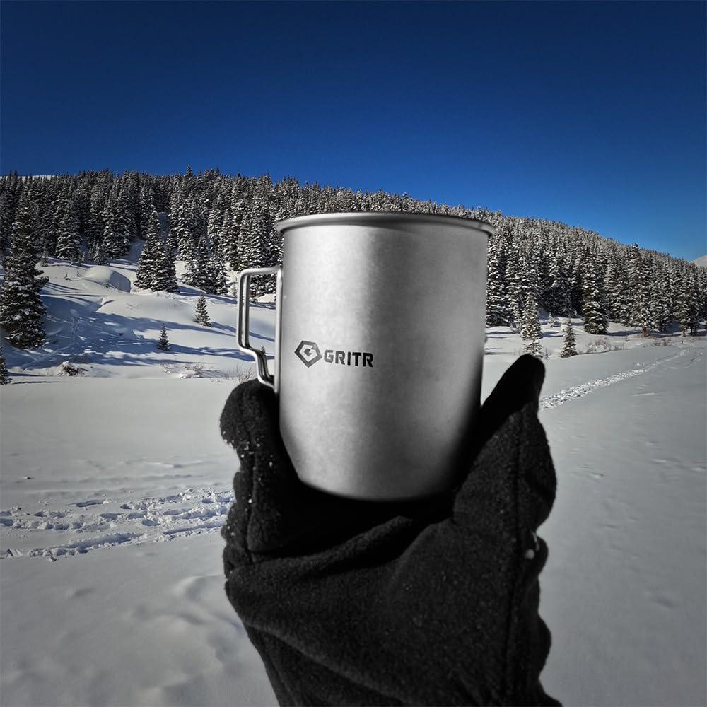 Taza de Titanio GRITR 450 ml | Camping, Senderismo, Viajes
