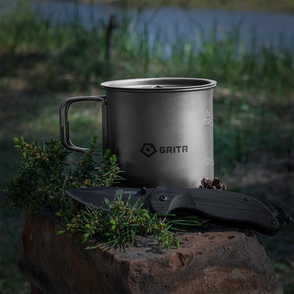 Taza de Titanio GRITR 450 ml | Camping, Senderismo, Viajes