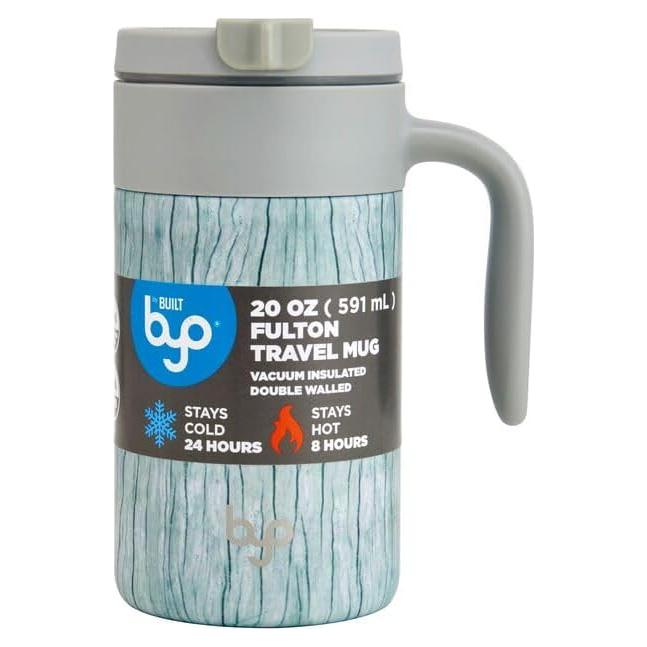Taza Aislada BYO 20 Oz Acero Inoxidable Madera Blanca