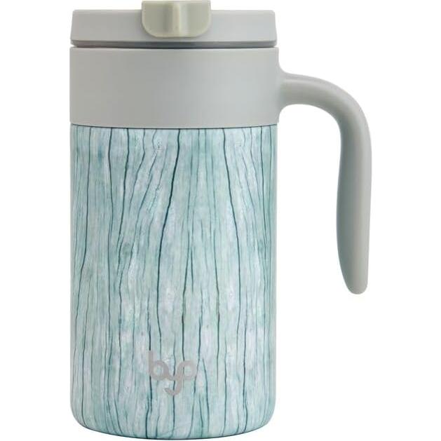 Taza Aislada BYO 20 Oz Acero Inoxidable Madera Blanca