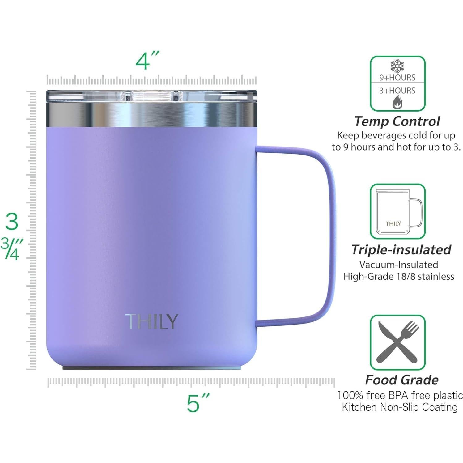 Taza de Café Aislada THILY 12 oz Acero Inoxidable Lavanda