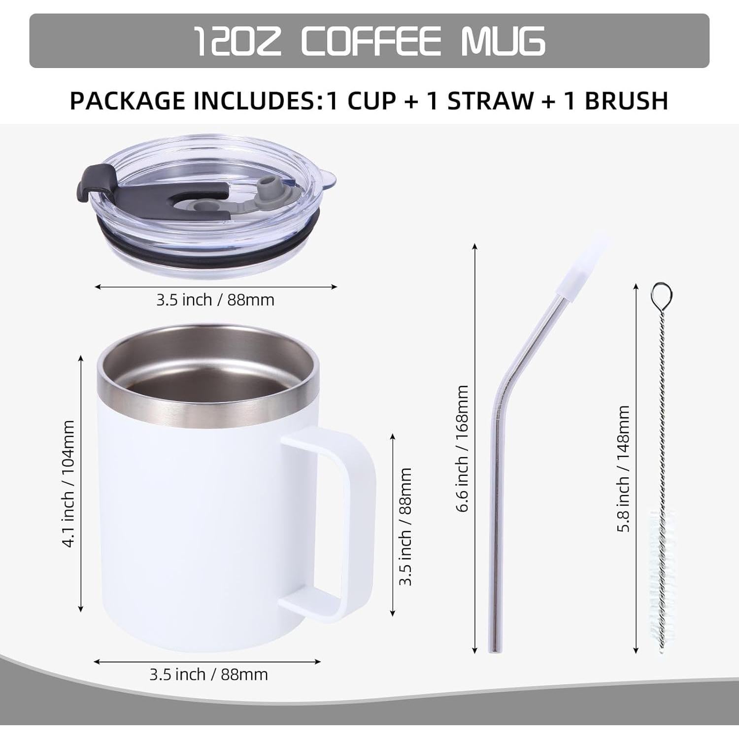 Taza de Café Aislada Volhoply 340ml a Prueba de Fugas con Tapa