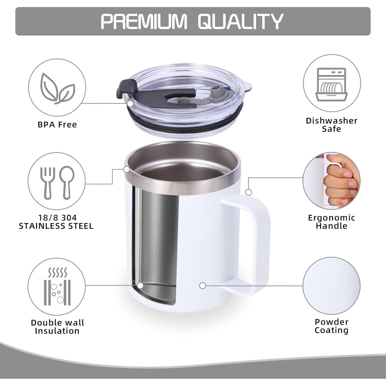 Taza de Café Aislada Volhoply 340ml a Prueba de Fugas con Tapa