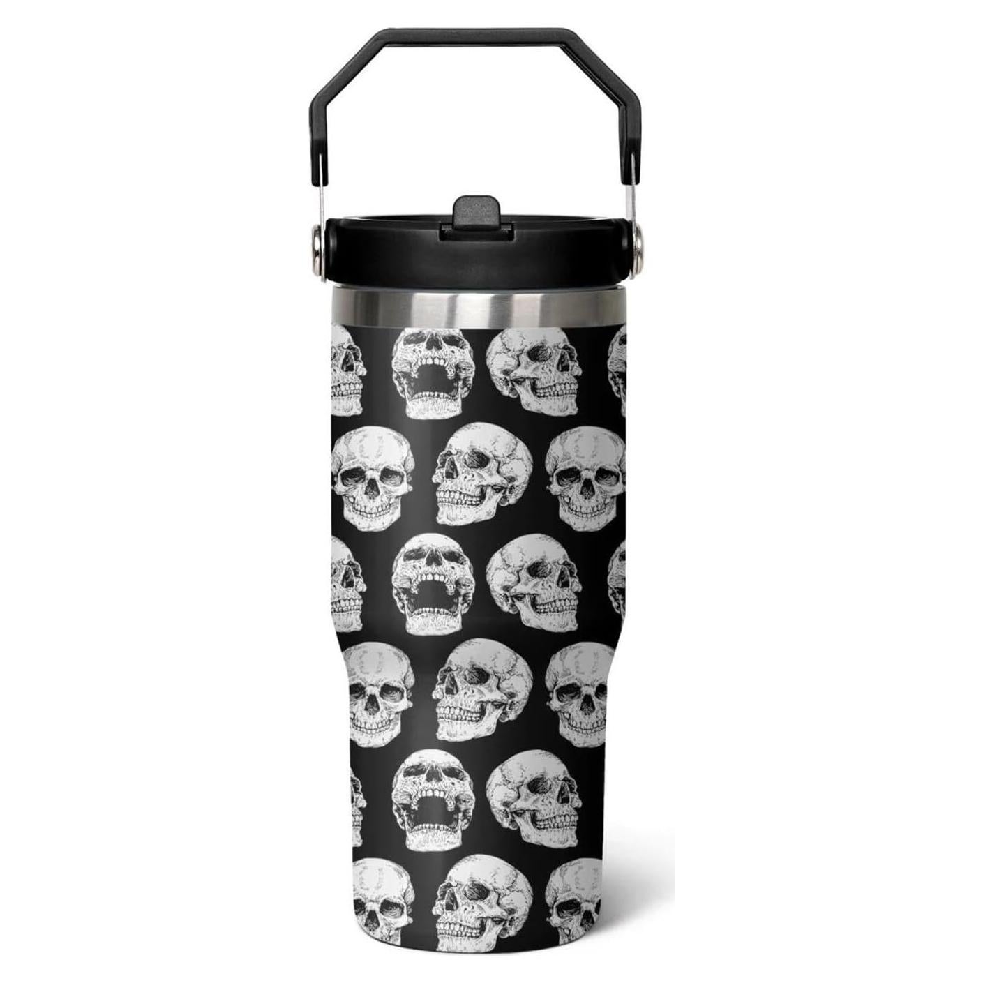 Vaso Calavera 30 oz con Tapa y Popote qwpmvhsak