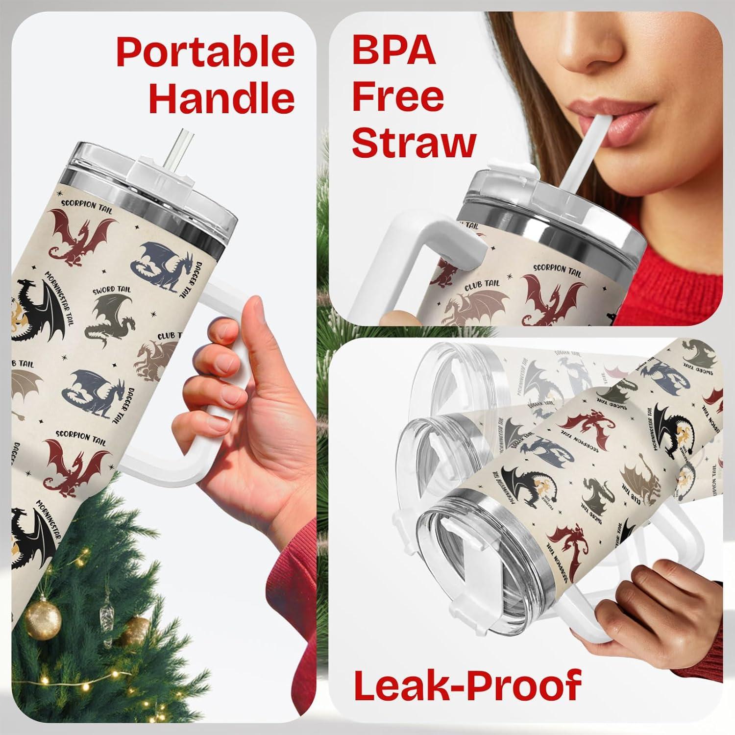 Taza Aislada 34HD 40oz con Tapa y Popote para Amantes de Libros