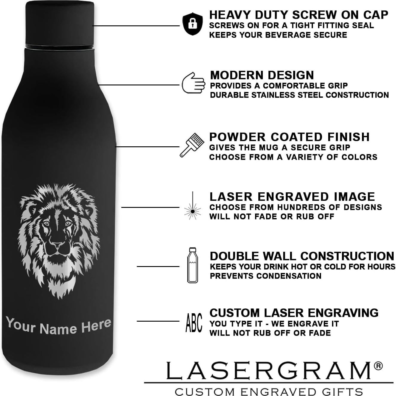 Botella de Agua Acero Inoxidable LaserGram 500ml Rey Ajedrez