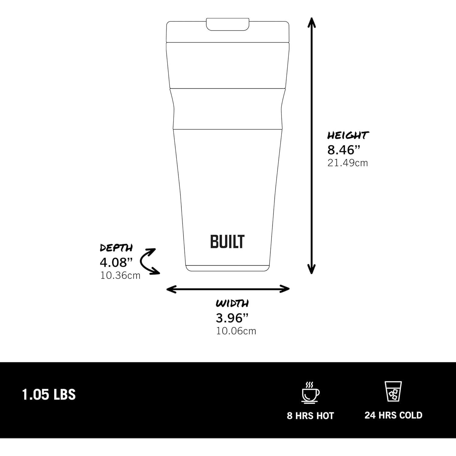 Taza Aislada de Acero Inoxidable BUILT 24oz Malvavisco