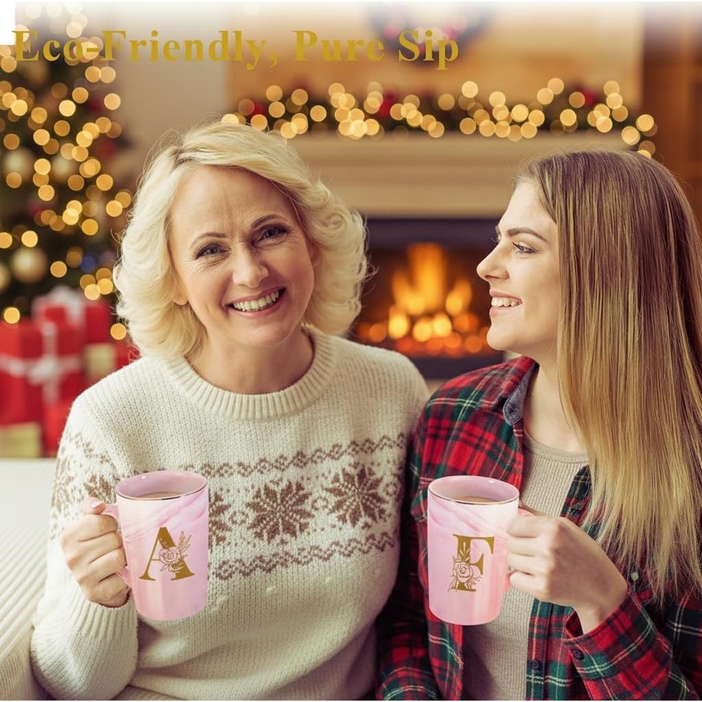 Taza de Cerámica Personalizada Rosa 14 oz MNZZ Letra A