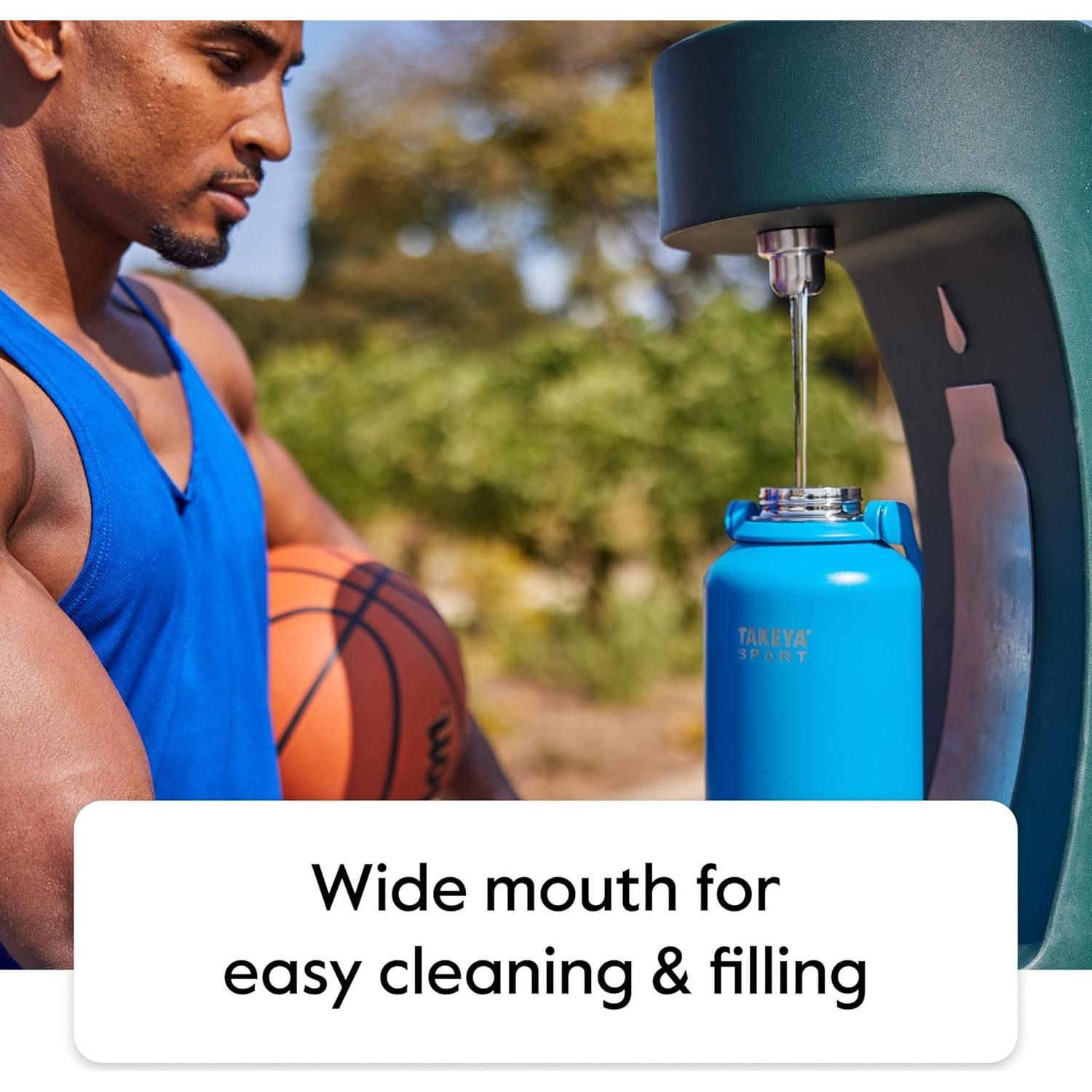 Botella de Agua Deportiva Takeya 650 ml Acero Inoxidable Negra