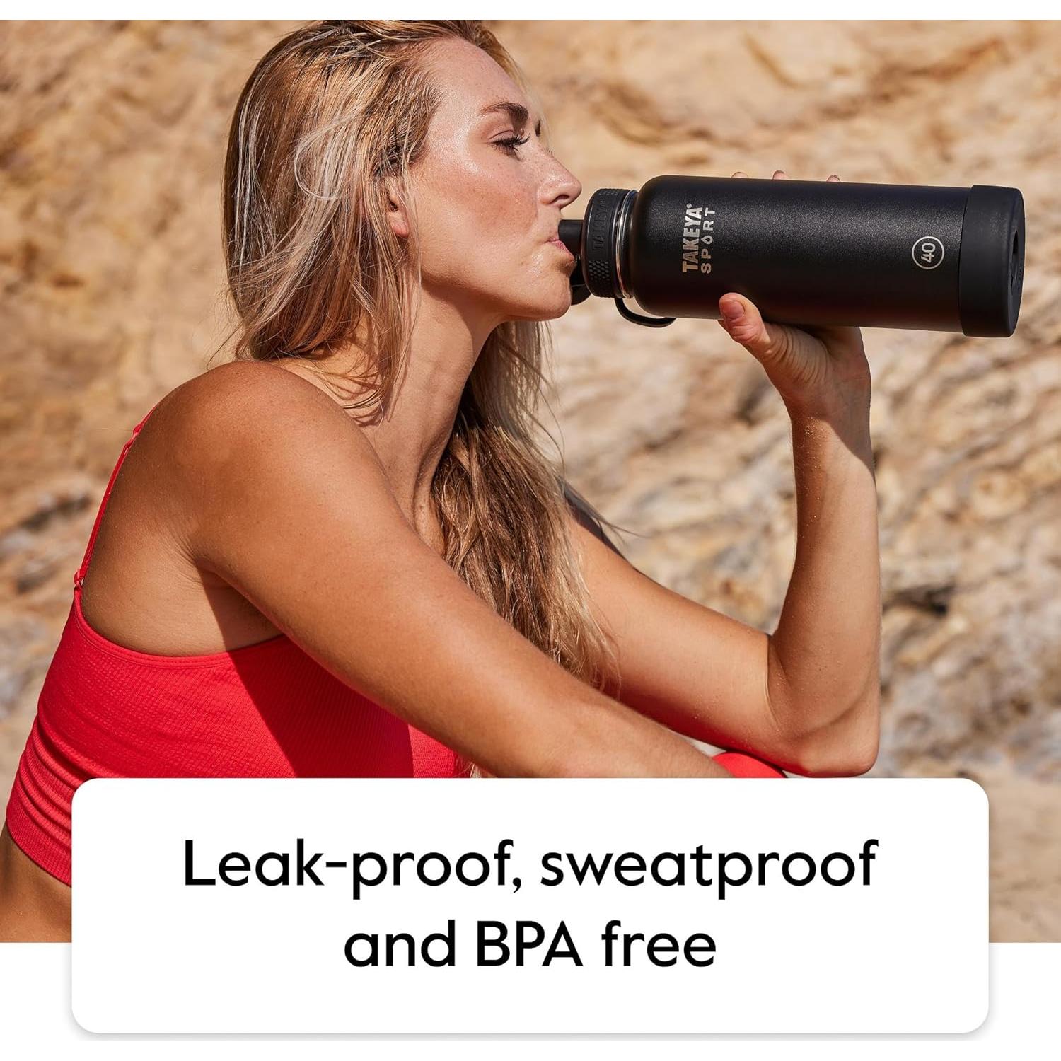 Botella de Agua Deportiva Takeya 650 ml Acero Inoxidable Negra