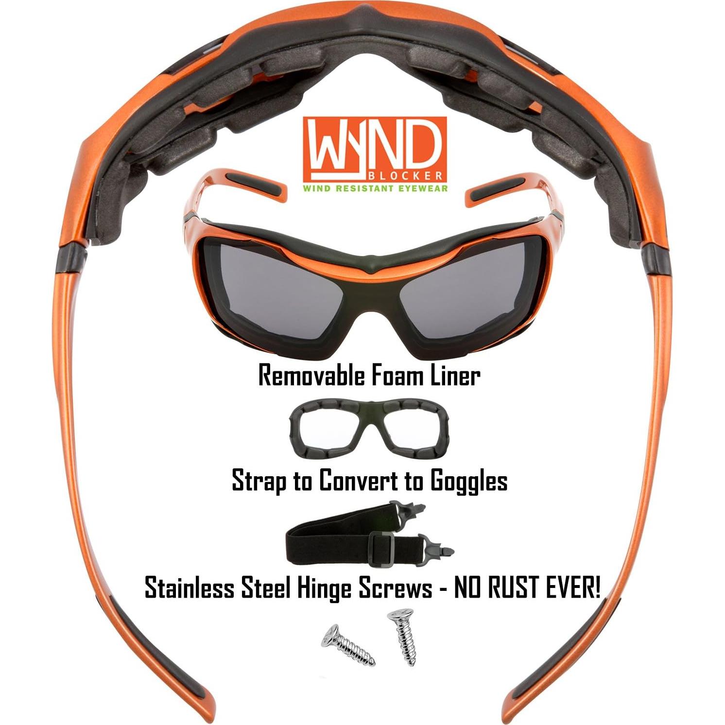 Gafas de Motocicleta WYND Blocker Grandes Naranja Humo