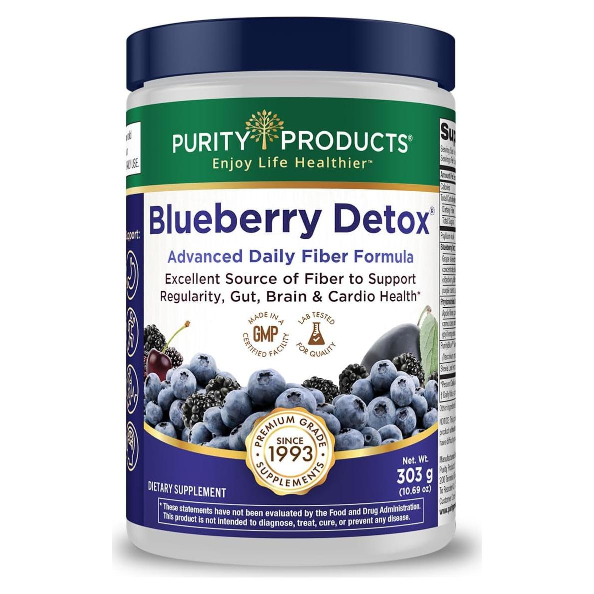 Fórmula Diaria de Fibra Detox Arándano Purity Products - 30 Porciones