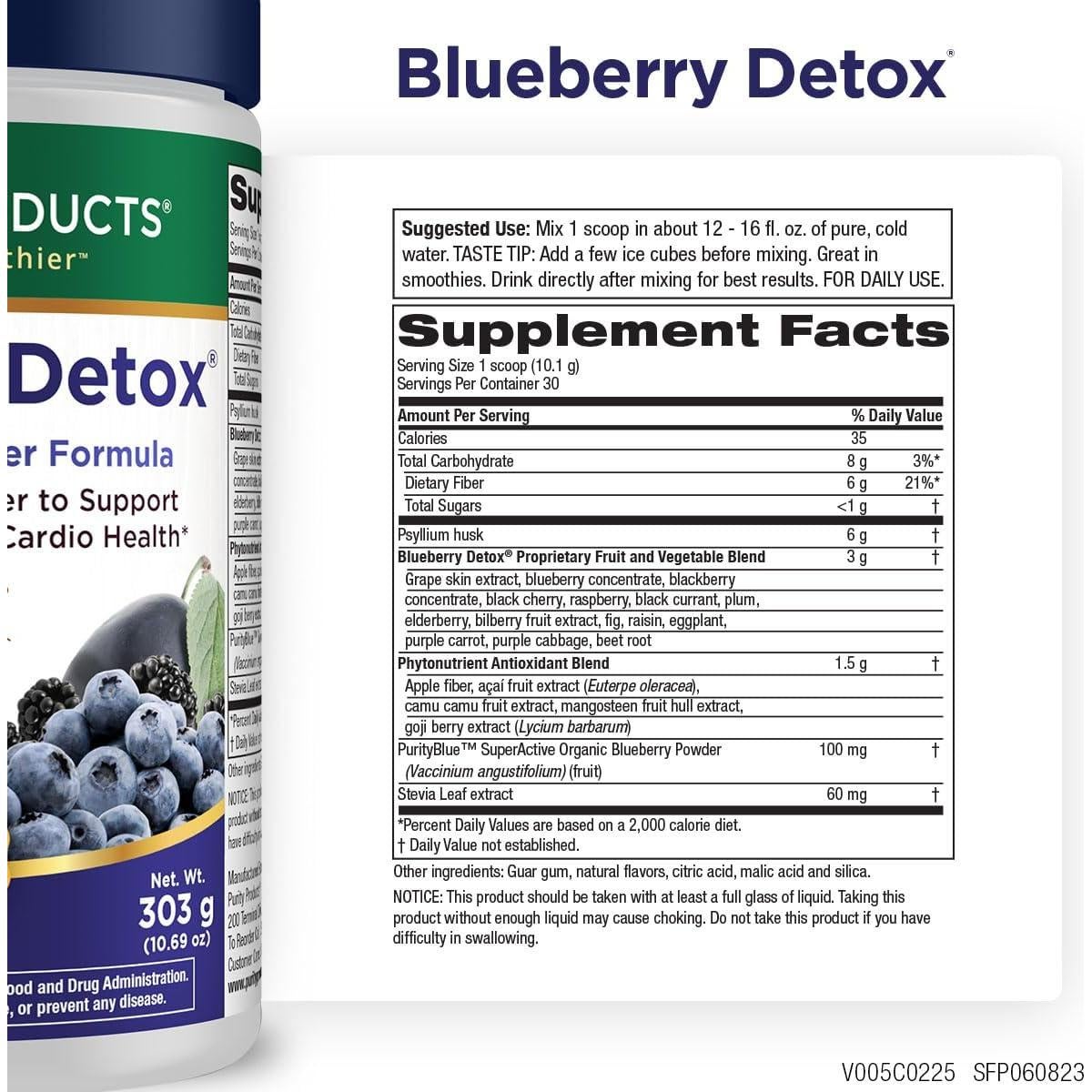 Fórmula Diaria de Fibra Detox Arándano Purity Products - 30 Porciones